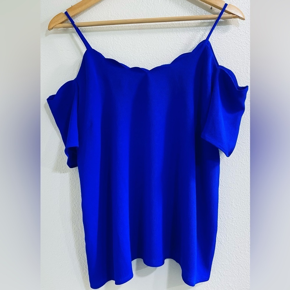 Monteau Royal Blue Off the Shoulder Blouse Large